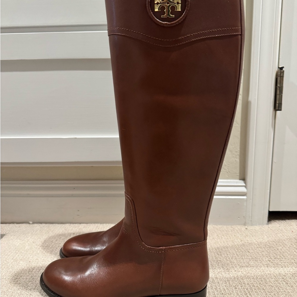 Tory Burch Chestnut Leather Tall Boots